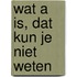 Wat a is, dat kun je niet weten