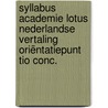 Syllabus Academie Lotus Nederlandse vertaling Oriëntatiepunt TIO conc. by G. Stokes