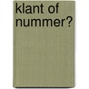 Klant of nummer? door H.W.M. Van Bavel