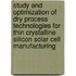 Study and optimization of dry process technologies for thin crystalline silicon solar cell manufacturing