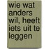 Wie wat anders wil, heeft iets uit te leggen