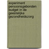 Experiment persoonsgebonden budget in de geestelijke gezondheidszorg door C. Ramakers