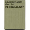 Neurology abstr. disc. 1st int.c.neur.sc.1957 by Unknown