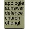 Apologie aunswer defence church of engl. door Jewel