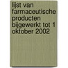 Lijst van farmaceutische producten bijgewerkt tot 1 oktober 2002 by Unknown