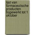 Lijst van farmaceutische producten bijgewerkt tot 1 oktober