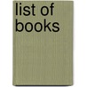 List of Books door Library of Cong