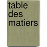 Table Des Matiers door . Anonymous