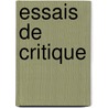 Essais De Critique door Charles Fuster