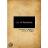 List Of Residents. by James F. Eagan