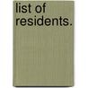 List Of Residents. door . Anonynous