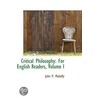 Critical Philosophy door John P. Mahaffy