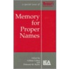 Memory For Proper Names door Gillian Cohen