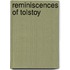 Reminiscences Of Tolstoy