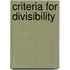 Criteria For Divisibility