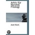Arkiv Fur Nordisk Filologi