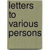 Letters To Various Persons by Thoreau Henry David
