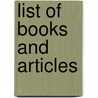 List of Books and Articles door Tom Peete Cross