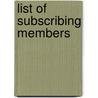 List Of Subscribing Members door Onbekend