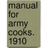 Manual For Army Cooks. 1910 door Dept United States.