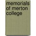 Memorials of Merton College