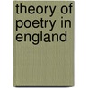 Theory of Poetry in England door Richard Pape Cowl