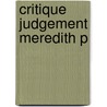 Critique Judgement Meredith P by Immanual Kant