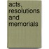 Acts, Resolutions And Memorials