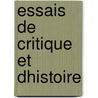Essais De Critique Et Dhistoire by Hippolyte Taine