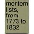 Montem Lists, From 1773 To 1832