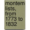 Montem Lists, From 1773 To 1832 by Eton Coll