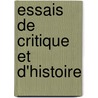 Essais de Critique Et D'Histoire by Hippolyte Aldophe Taine