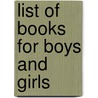 List of Books for Boys and Girls door Library Boston Public