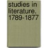 Studies In Literature, 1789-1877