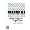 College Readigns In English Prose door Franklin William Scott