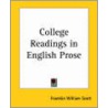 College Readings In English Prose door Franklin William Scott