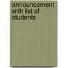 Announcement with List of Students by School University Of M