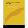 Original Poems In English And Latin door Joseph Beaumont