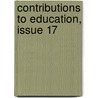 Contributions to Education, Issue 17 door College Columbia Univer
