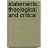 Statements, Theological And Critical