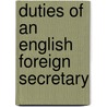 Duties of an English Foreign Secretary door MacGregor Card