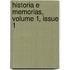 Historia E Memorias, Volume 1, Issue 1