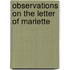 Observations On The Letter Of Mariette