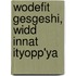 Wodefit Gesgeshi, Widd Innat Ityopp'Ya