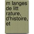 M Langes De Litt Rature, D'Histoire, Et