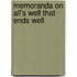 Memoranda On All's Well That Ends Well