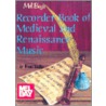 Recorder Book Of Medieval & Renaissance by Franz Zeidler