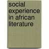 Social Experience In African Literature door Oladele Taiwo
