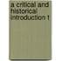 A Critical And Historical Introduction T