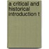 A Critical And Historical Introduction T